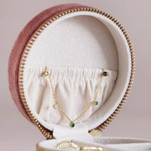 Load image into Gallery viewer, Lisa Angel - Rose Pink Velvet Round Travel Jewellery Case
