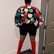 Load image into Gallery viewer, ACCITY - FLORAL SWEATER CARDIGAN FALL CLOTHING WOMENS_CWOCO0094: BLACKROSE / (XL) 1
