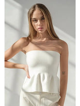Load image into Gallery viewer, PAPERMOON- Ellie Strapless Knit Peplum Top
