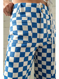 PAPER MOON - Blue Checkered Denim Pants