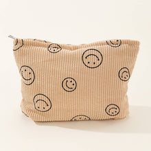 Load image into Gallery viewer, ACCITY - SIMPLE SMILEY FACE LARGE COSMETIC BAG_CWAB1036: Beige / (OS) 1

