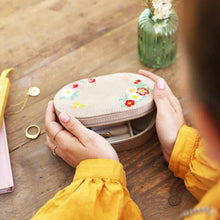 Load image into Gallery viewer, Lisa Angel - Embroidered Flowers Oval Velvet Jewellery Box
