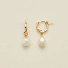 Load image into Gallery viewer, Made By Mary - Drop Pearl Hoop Earrings
