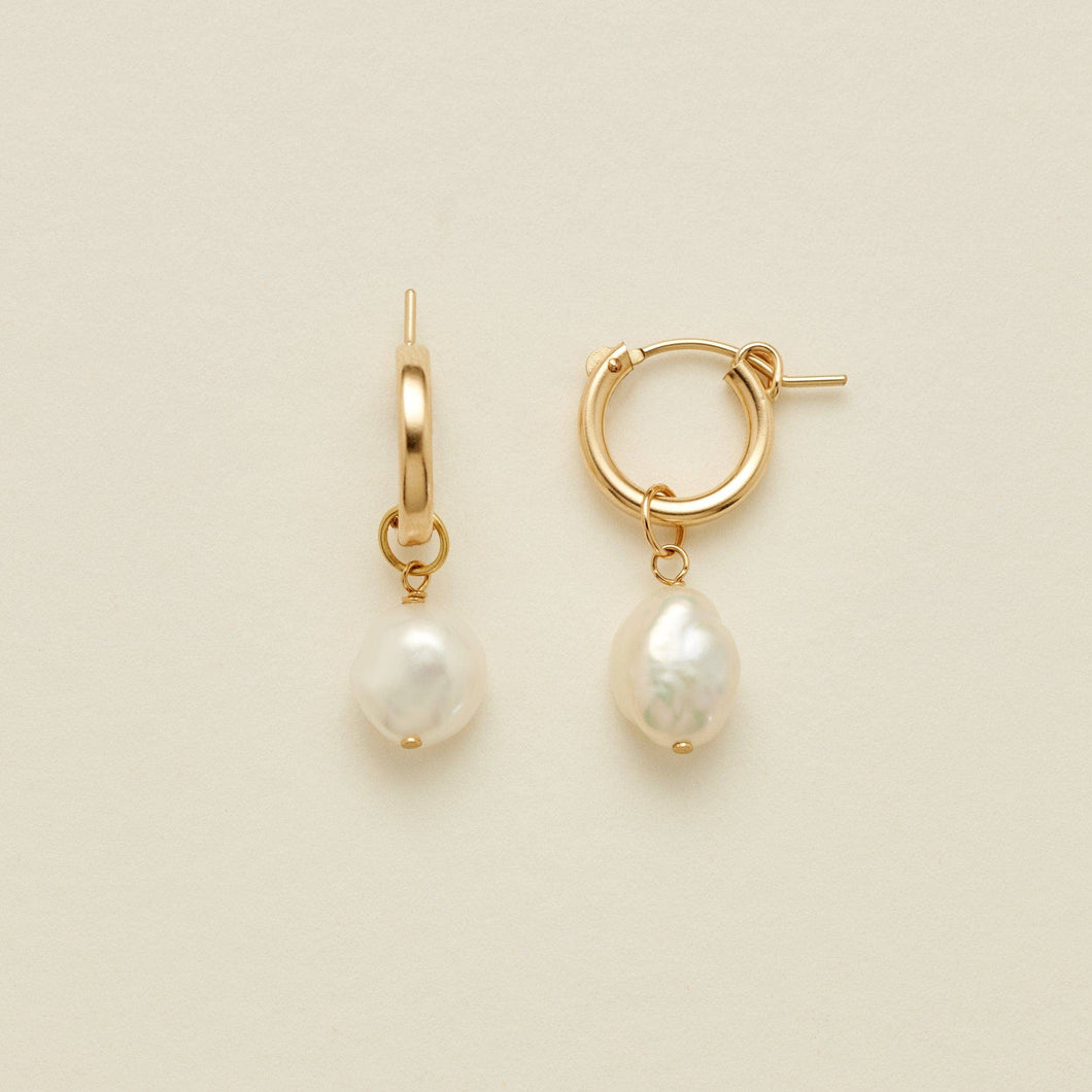 Made By Mary - Drop Pearl Hoop Earrings