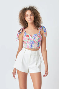 ENDLESS ROSE - Cotton Floral Print Top