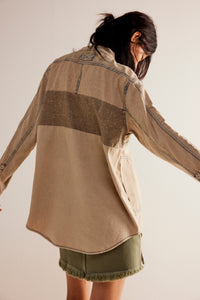 FREE PEOPLE - Moto Color Block Shirt - Sand Jam