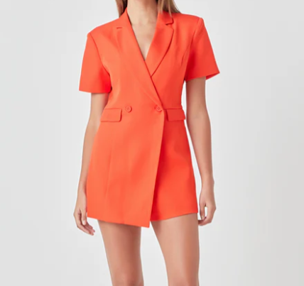 Endless Rose - Short Sleeve Blazer Romper