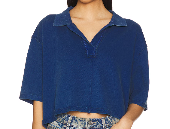 FREE PEOPLE - Bell Weather Blue Polo (Copy) (Copy) (Copy)