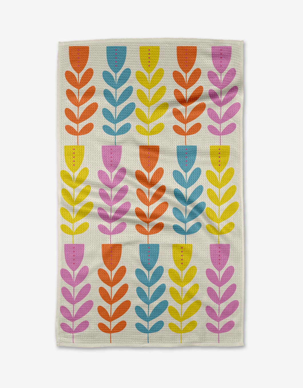 Geometry - Folk Art Tulips Tea Towel