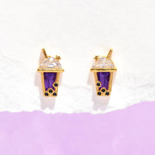 Load image into Gallery viewer, Girls Crew - It&#39;s Boba Time Studs: Gold
