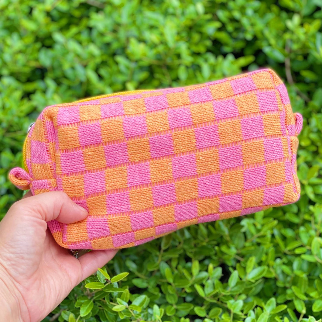 Ellison+Young - Check Yourself Cosmetic Bag: Orange