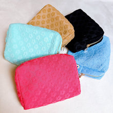 Load image into Gallery viewer, Ellison+Young - Embossed Daisy Blossom Cosmetic Case: Black
