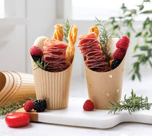 Load image into Gallery viewer, My Mind’s Eye - PLCC1636 - Gold Foil Kraft Dots and Stripes Charcuterie Cups (24ct)
