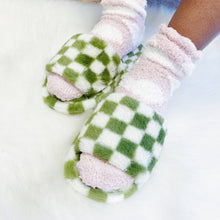 Load image into Gallery viewer, Ellison+Young - Luxe Lounge Checker Cozy Slipper: Pistachio / L/XL
