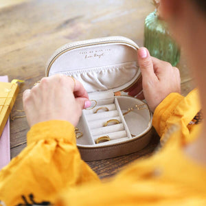 Lisa Angel - Embroidered Flowers Oval Velvet Jewellery Box