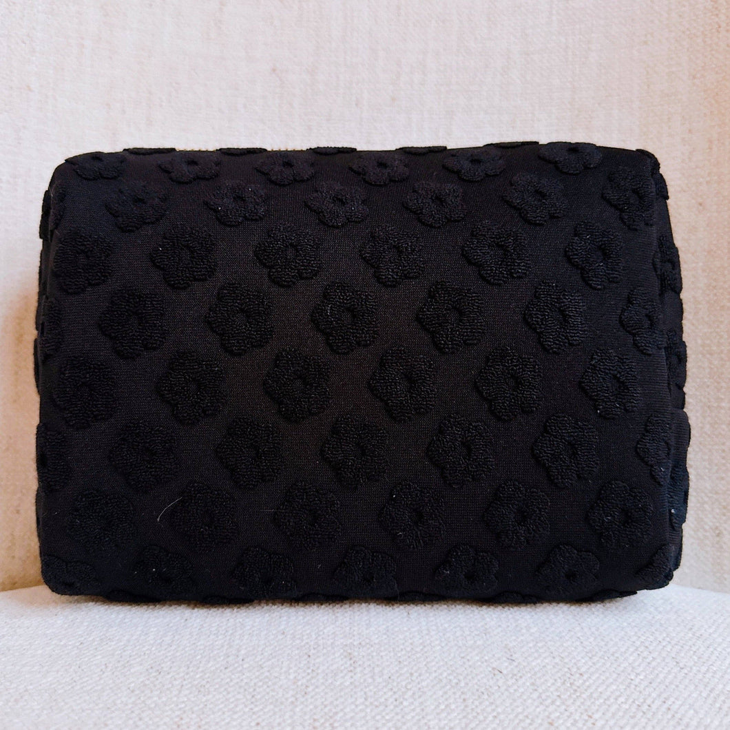 Ellison+Young - Embossed Daisy Blossom Cosmetic Case: Black