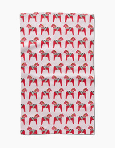 Geometry - Holiday Dala Horse Tea Towel