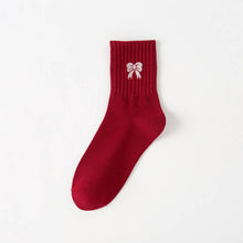 Load image into Gallery viewer, ACCITY - RED STRIPED/WHITE HEEL ALL-MATCH MID-CALF SOCKS_CWMS1371: TYPE4 / (OS) 1
