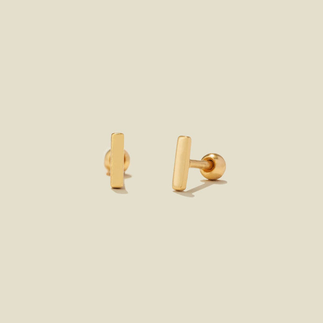 Made By Mary - Mini Bar Stud Earrings: Gold Vermeil