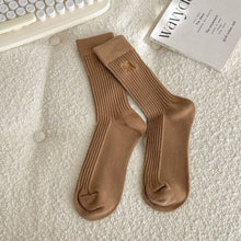 Load image into Gallery viewer, ACCITY -CREAM EMBROIDERED BLACK BOW SOCKS

