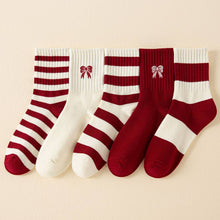Load image into Gallery viewer, ACCITY - RED STRIPED/WHITE HEEL ALL-MATCH MID-CALF SOCKS_CWMS1371: TYPE4 / (OS) 1
