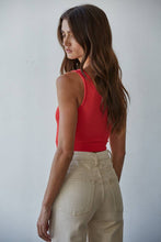 Load image into Gallery viewer, By Together - S1102N | Henley Ribbed Modal Tank: Tomato / SM
