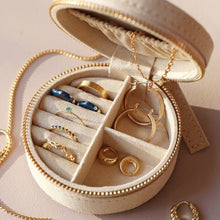 Load image into Gallery viewer, Lisa Angel - Sun and Moon Embroidered Round Jewellery Case in Beige
