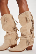 Load image into Gallery viewer, FAITH FRINGE WESTERN BOOT / SUNSTONE SAND SUEDE
