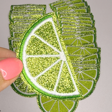 Load image into Gallery viewer, TEELUX - 2.5" LIME  (2 Options) -  Embroidered Hat Patch: Full GLITTER
