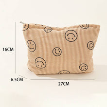 Load image into Gallery viewer, ACCITY - SIMPLE SMILEY FACE LARGE COSMETIC BAG_CWAB1036: Beige / (OS) 1
