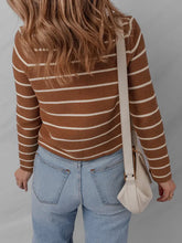 Load image into Gallery viewer, Chestnut Tie Front Striped Knit V Neck Cardigan Sweater
