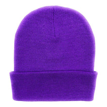 Load image into Gallery viewer, The Park Wholesale - Beanies Caps Toboggan Cuffed Soft Knit in Bulk Multi-Color Plain Blank Wholesale: Purple
