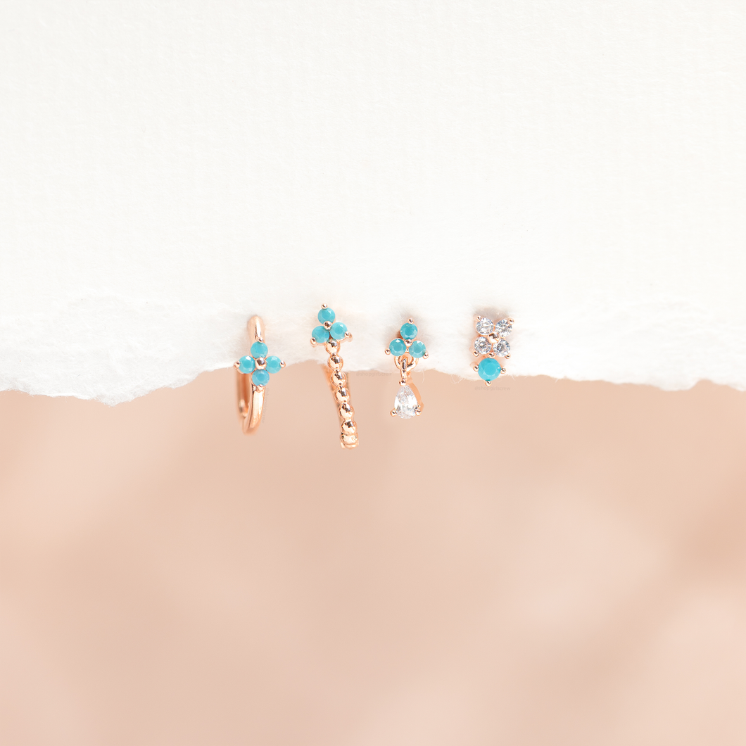 Girls Crew - Cascading Blossom Earring Set: Rose Gold