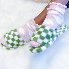 Load image into Gallery viewer, Ellison+Young - Luxe Lounge Checker Cozy Slipper: Pistachio / L/XL
