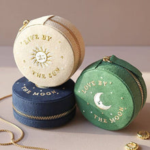 Load image into Gallery viewer, Lisa Angel - Sun and Moon Embroidered Round Jewellery Case in Beige
