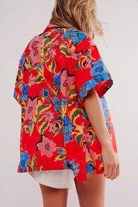 We The Free - Retro Tropics Palm Linen Top