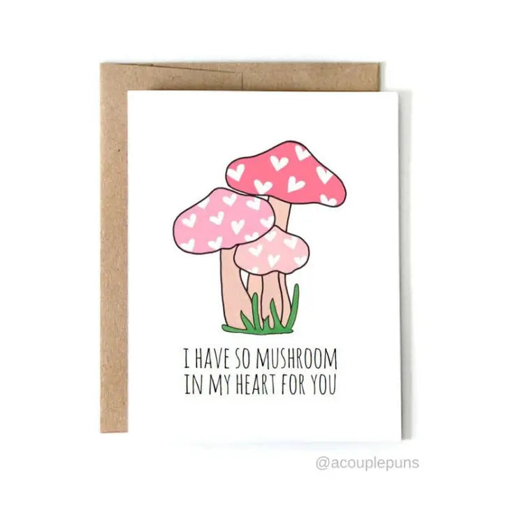 ACOUPLEPUNS - Mushroom Card - White and Pink