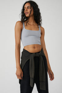 FREE PEOPLE - Scoop Neck Crop in Silver Brooke - Blue Gray