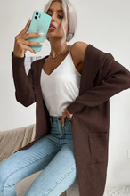 Load image into Gallery viewer, DOUBLJU- Daily Solid Hoodie Cardigan With Pockets Coffee
