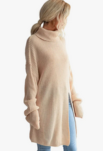 Load image into Gallery viewer, Women&#39;s Long Turtle Neck Tunic Knit Top
