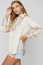 Load image into Gallery viewer, SANS SOUCI- Women&#39;s Oversized Satin Button Shirt
