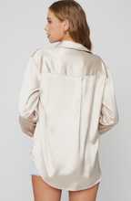 Load image into Gallery viewer, SANS SOUCI- Women&#39;s Oversized Satin Button Shirt
