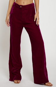 SANS SOUCI- Velvet Full Pants - Pink