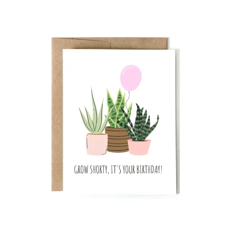 ACOUPLEPUNS -  Grow Shorty Plant Birthday - White and Green