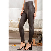 Load image into Gallery viewer, Heimish U.S.A.- Snake print faux leather legging - BLACK SNAKESKIN
