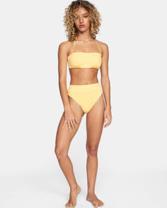 RVCA Solid high rise cheeky bikini bottom - YELLOW