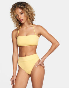 RVCA Solid high rise cheeky bikini bottom - YELLOW